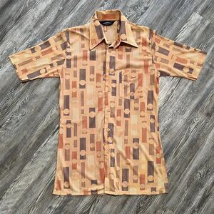 Vintage 70s Career Club Geometric Shirt M